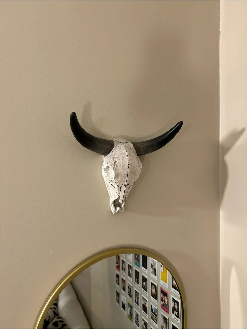 White and Black Faux Cow Bull Skull Wall Decor